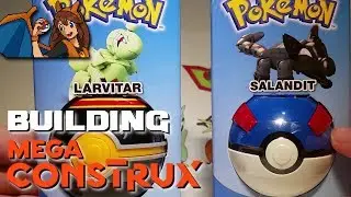 Building Larvitar and Salandit Mega Construx Pokemon Figures - Like Pokemon LEGOs!