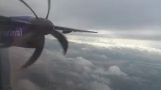 FlyBe Dash 8-400 taking off from London City to Cardiff Wales