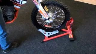 Motorradwippe f&uuml;r schmale Reifen - Radklemmer Motorrad - Radklemme f&uuml;r Schmale R&auml;der.