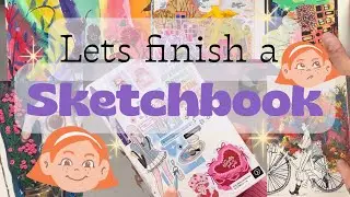 Finish a sketchbook with me 🥳 l Sketchbook tour ✨