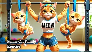 🐾 Funny Cat Family Running Workout | Cute Mom Dad & Kittens Cartoon Animation 🐱💨