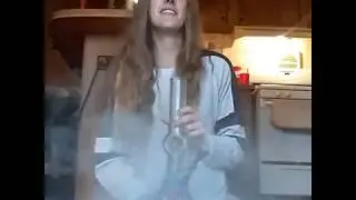 Girl Smokes Weed in the Kitchen