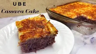 UBE CASSAVA CAKE with CREAMY CHEESY TOPPING