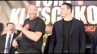 TYSON FURY DANCES IN FRONT OF & TORMENTS WLADIMIR KLITSCHKO AS PAIR ARE REUNITED IN MANCHESTER