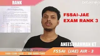 Food Analyst FSSAI JAE Exam Rank 3 - Topper ANEESURAHMAN Shares His Success Story