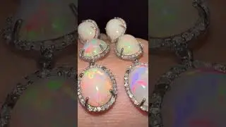 Серьги с крупными опалами 13/10.Длина 50 мм