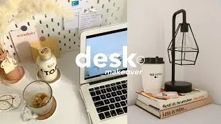 aesthetic desk makeover 2022🖥  [ minimalist, korean inspired, online class desk setup ]