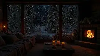 Sleep in a Cozy Snowy Cabin ❄️🔥 | Winter Forest Ambience with Fireplace & Gentle Snowfall Sounds