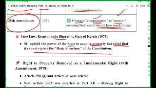 POLITY CLASS 23 - STATUS OF RIGHT TO PROPERTY