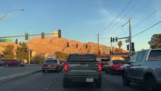 Driving Stewart Ave, Las Vegas, NV -  Sunset Drive 4K: Main passage of Essential Goods and Services