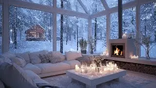 Gentle White Room Piano | Snowfall & Fire Crackling Sounds | Meditation Relax Healing