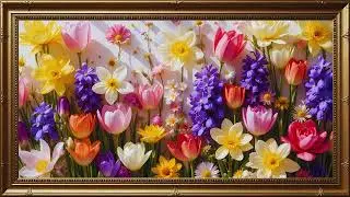 Spring Blooms in Vintage Frames |  4K Art Screensaver for TV | Elegant Floral Art | 2 Hours