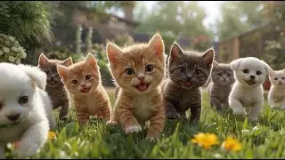 Calming Pet Moments: Cats and Dogs Playing in the Garden | HaoMao