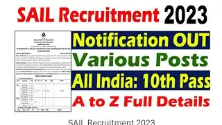SAIL New Recruitment 2023 | ITI/Diploma/B.Tech| Job vacancy 2022 | SAIL Jobs 2023| SAIL Vacancy 2023