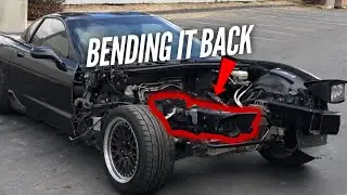This shop is crazy enough to BEND the frame damage on the Rotary Corvette
