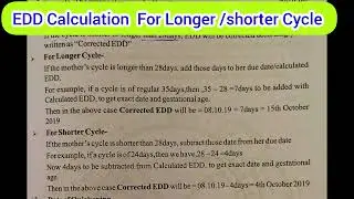 EDD Calculation For Longer / Shorter Mens. Cycle 