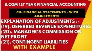 L-15|| Adjustment Of Deferred Revenue Expenditure | Manager's Commission On Net Profit | Contigent 