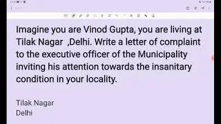 Letter of Complaint to Executive officer regarding Insanitary Conditions in your locality