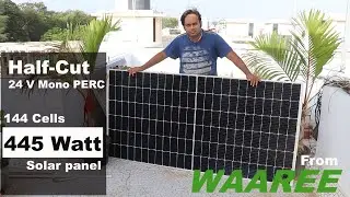 Waaree 445 Watt 24 V Mono Perc Half-Cut 144 Cells Solar Panel