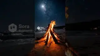 Midnight Bonfire by the Beach