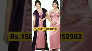 women's 2 piece bright lycra satin nighty wholesale min order 500 pcs Rs.150 #nightywholesalemarket