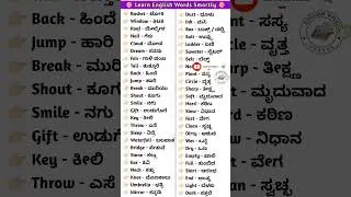 50 Kannada To English Vocabulary | Spoken English Classes In Kannada | English Speaking Practice .