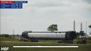 May 27, 2025 - B1096 Rolls from the Main Hangar to the Large Site | @NASASpaceflight McGregor Live