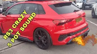 AUDI RS3 EXHAUST SOUND FLAMES💥 5 Cylinder BRADFORD CAR MEET 2025