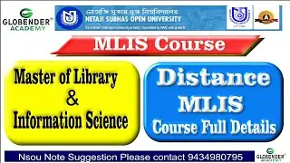 Nsou MLIS Course ||  MLIS Full Details || Master of Library and Information Science||Distance MLIS