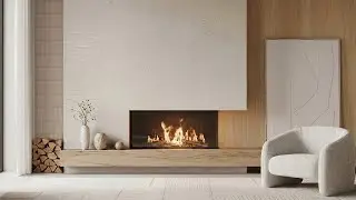 Modern Scandinavian Interior Ambience | Fireplace | 1 Hour