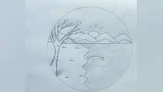 Beautiful Circle Scenery Drawing For Beginners | Easy Drawing | সহজ কৌশলে গ্রামের দৃশ্য আকাঁ | Draw