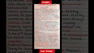 ✍️M.N Roy Notes | Indian Political Thought | 🔥Handwritten Notes 📚|#shorts #upsc #lawofattraction