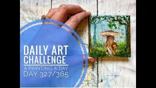 Daily Art Challenge 327/365 | Cute Whimsical Mushroom Kinght Character | Acrylic Painting Time-lapse