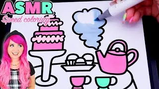 ASMR Speed Coloring a Tea Party (ASMR Coloring Sounds & No Talking)