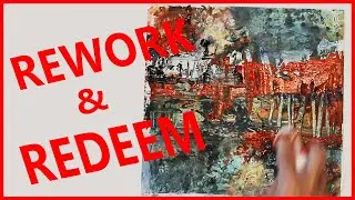 How to add more layers, textures, colours and mark-making to redeem an acrylic abstract painting.