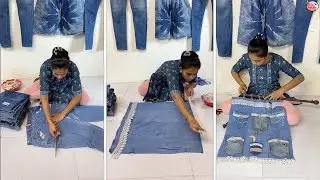 Turn old jeans into home Organiser - Old clothes reuse ideas #oldclothes #jeans #old