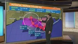 7AM: Potential Tropical Cyclone Two continues to strengthen in Gulf