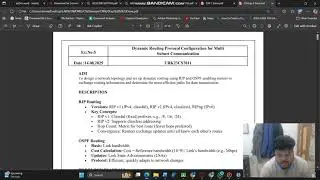 EXP 5 Dynamic Routing Protocol Configuration for Multi Subnet Communication (Computer Networks Lab)