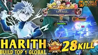 Mobile Legends 28 Kills+SAVAGE! Harith Killua Gold Lane Build!! Build Top 1 Global Harith ~ MLBB