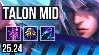TALON vs AKALI (MID) | Perfect KDA: 12/0/6 | KR Master | 25.24