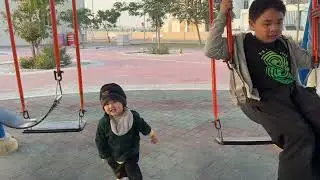 Winter season in playground in Al Khobar Saudi Arabia. Kids Playing