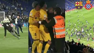 Ugly Scenes As Barca Players Get Attacked By Espanyol Fans After Celebrating The La Liga Title