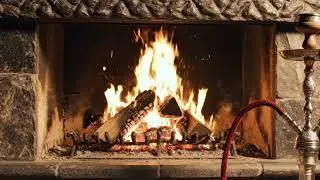 Hookah Nargile Themed Fireplace Cozy Fireplace Ambience | Crackling Fire Sounds (ASMR)