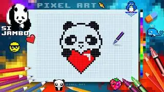 How to draw a kawaii panda step by step Draw Pixel ART - Si Jambo