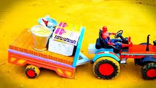 Hulk Driving Blue Tractor Hulk & Spiderman Toy Adventure Fun Story for Kids DIY Clay &Toys Animation