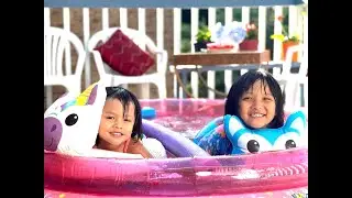 kids mini swimming pool-inflatable swimming pool-float toys- Cassie is playing with younger sister