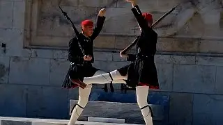 The Evzones - elite Greek Presidential Guard Sunday Parade #athensgreece #history #parade #travel