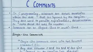 Comments in C programming | Single-line Comment | Multi-line Comment | Example, Meaning | lec-5