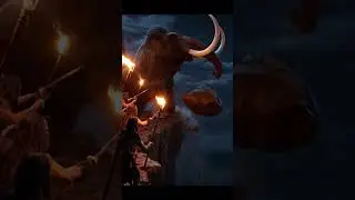 Primitive Hunters Hunt Giant Mammoth 🔥 Epic Cliff Battle | Prehistoric Survival #Shorts #Mammoth