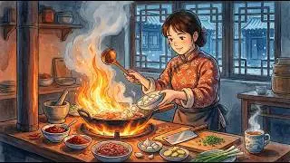 Snow Outside, Fire Inside 🍚🐾 | Traditional Mapo Tofu in a Chinese Courtyard (Ghibli Style ASMR)